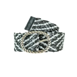 Ceinture tressée à boucle ovale noir