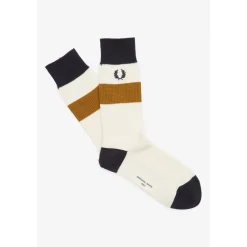 Chaussettes à rayures gaufrées blanc en coton
