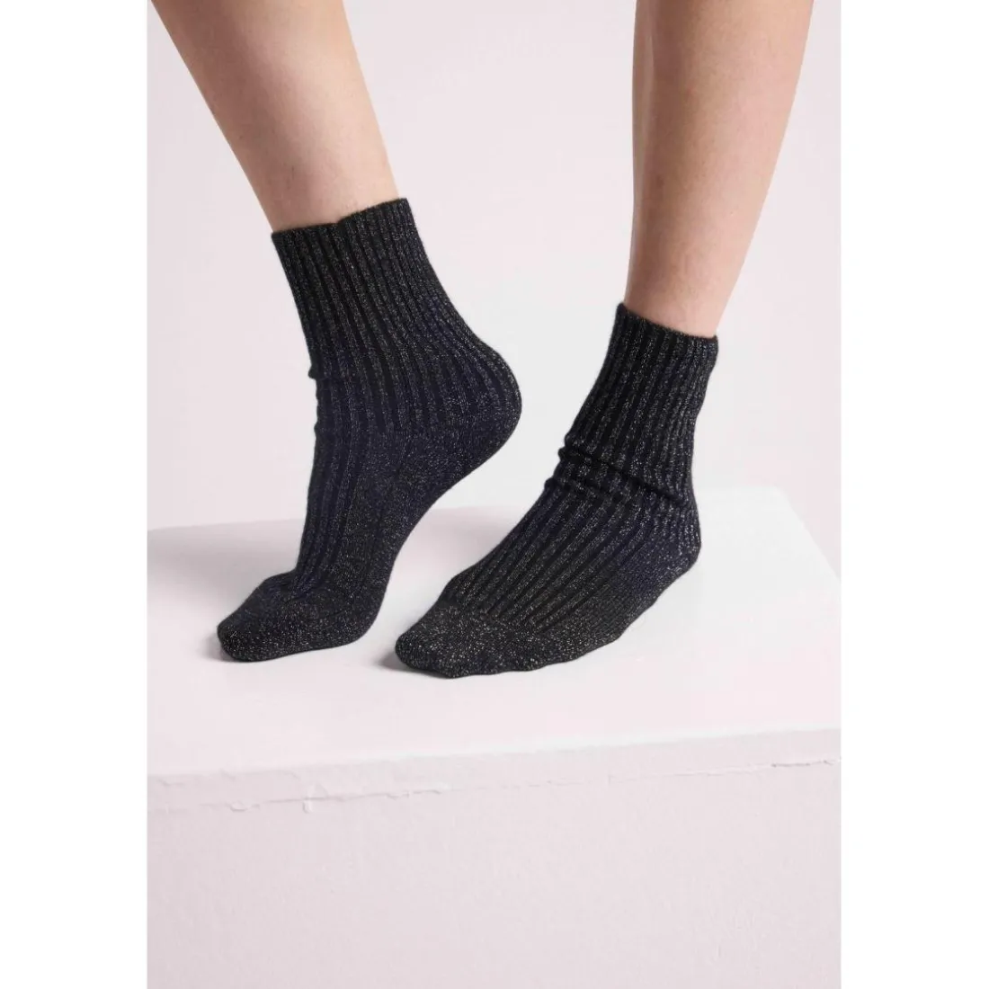 Chaussettes unisexe DORINE en cachemire noir lurex