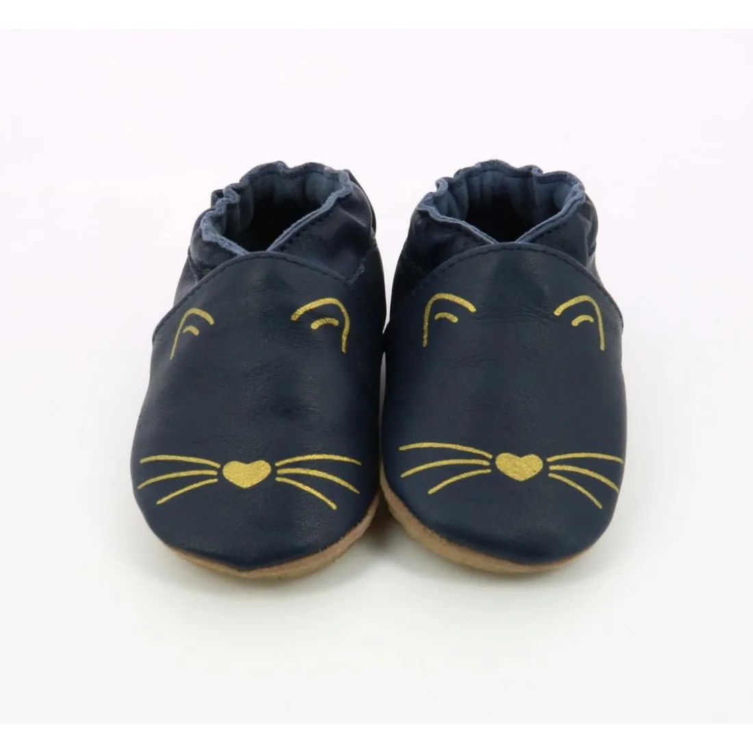 Chausson Bebe Mixte en cuir bleu marine