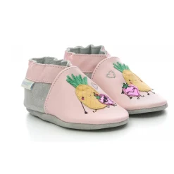 Chausson Bebe pour Fille en cuir rose avec motif fruit