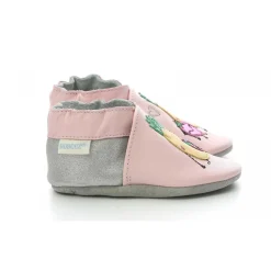 Chausson Bebe pour Fille en cuir rose avec motif fruit