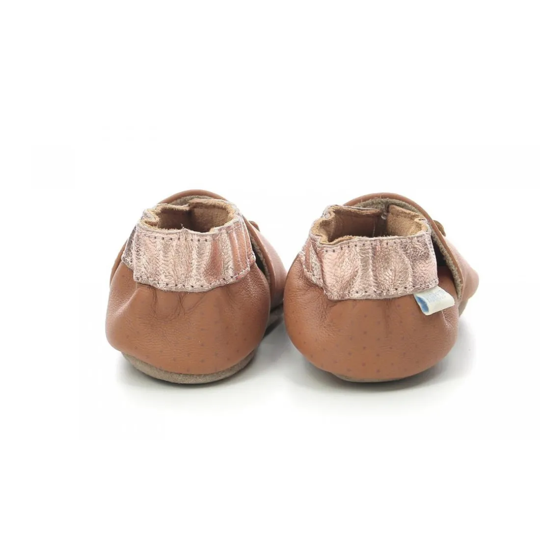 Chausson Bebe pour Fille en cuir rose avec motif papillon