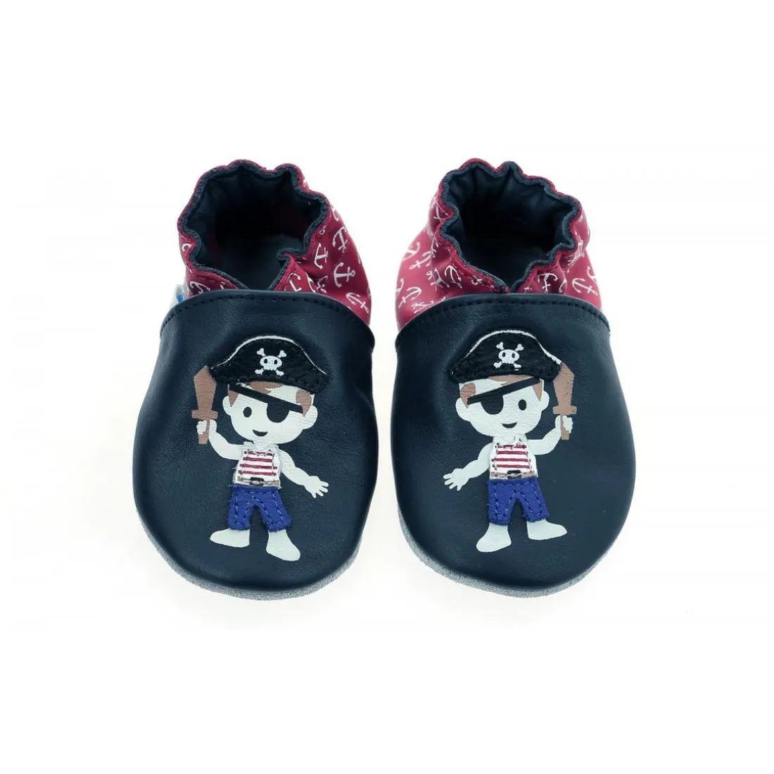 Chausson Bebe pour Garçon en cuir bleu marine