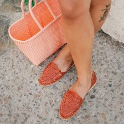 Chaussures cuir tressé femme Alègre cognac