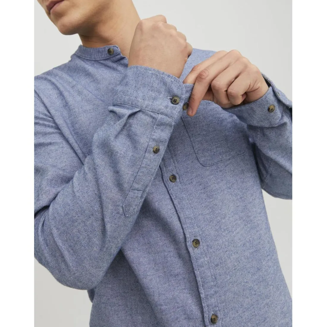 Chemise à boutons homme gris en coton Ed