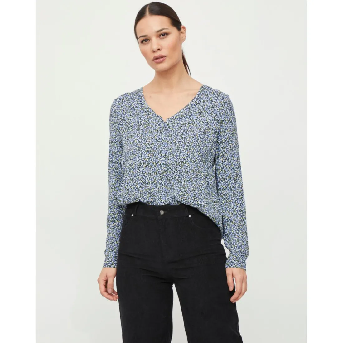 Chemise à boutons noir en viscose