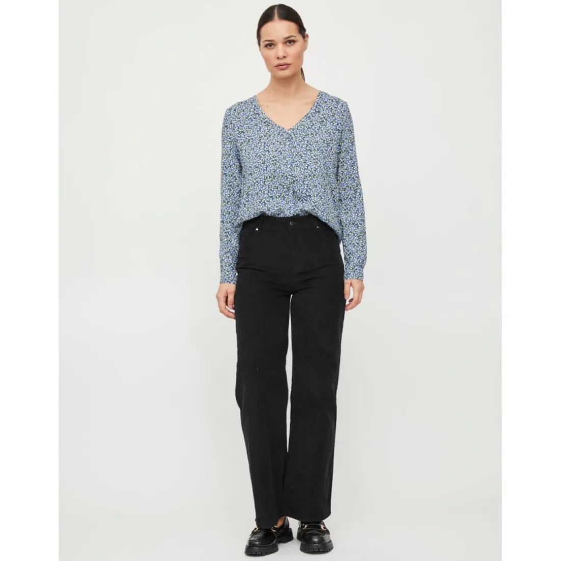 Chemise à boutons noir en viscose
