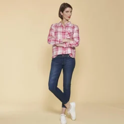 Chemise à carreaux manches longues femme - Carreaux Rose