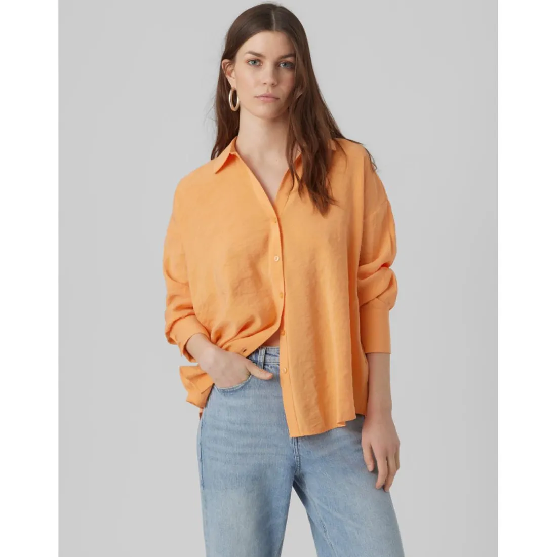 Chemise à manches classiques - Orange en coton modal