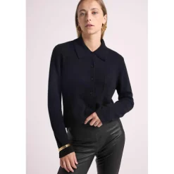 Chemise boutonnee femme JOHANNA en cachemire noir