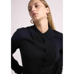 Chemise boutonnee femme JOHANNA en cachemire noir