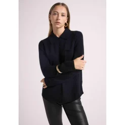 Chemise boutonnee femme JOHANNA en cachemire noir