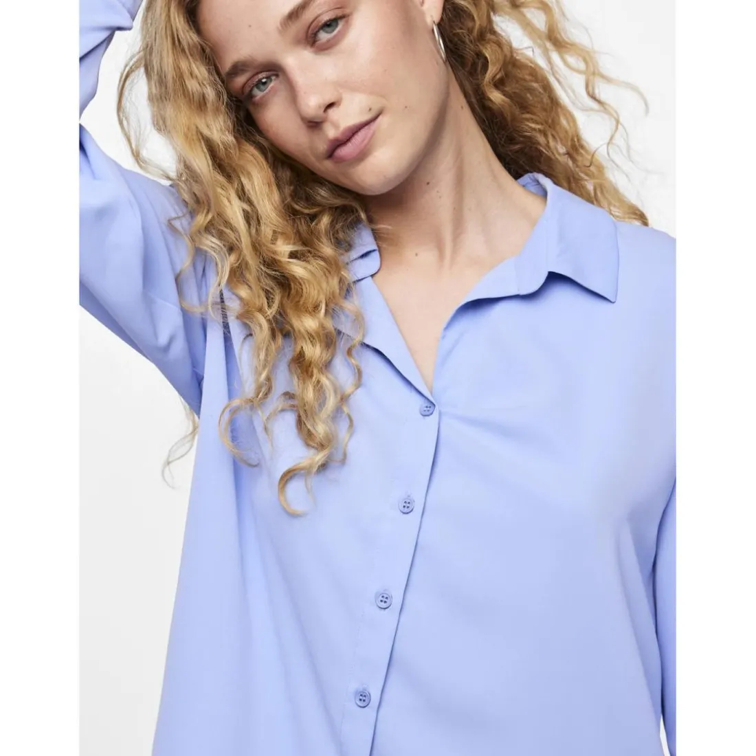Chemise col boutonné manches longues bleu