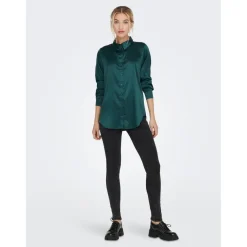 Chemise Col chemise Manches longues Coupe plus longue vert