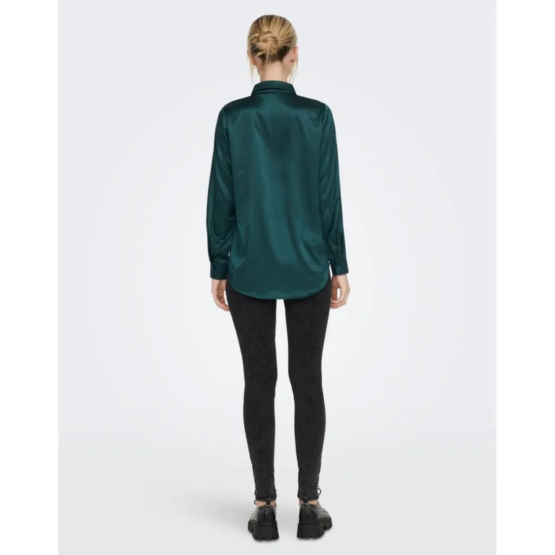 Chemise Col chemise Manches longues Coupe plus longue vert