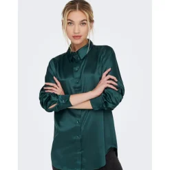 Chemise Col chemise Manches longues Coupe plus longue vert