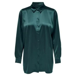 Chemise Col chemise Manches longues Coupe plus longue vert