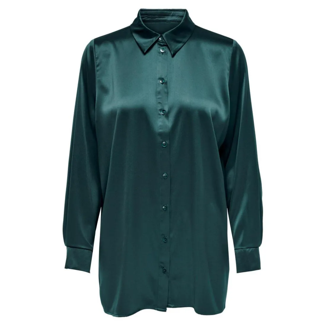 Chemise Col chemise Manches longues Coupe plus longue vert