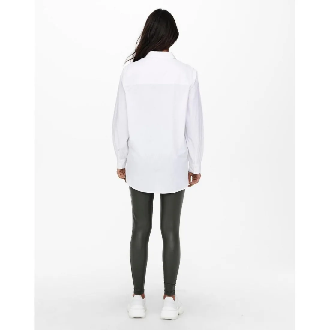 Chemise Col chemise Manches longues blanc en coton