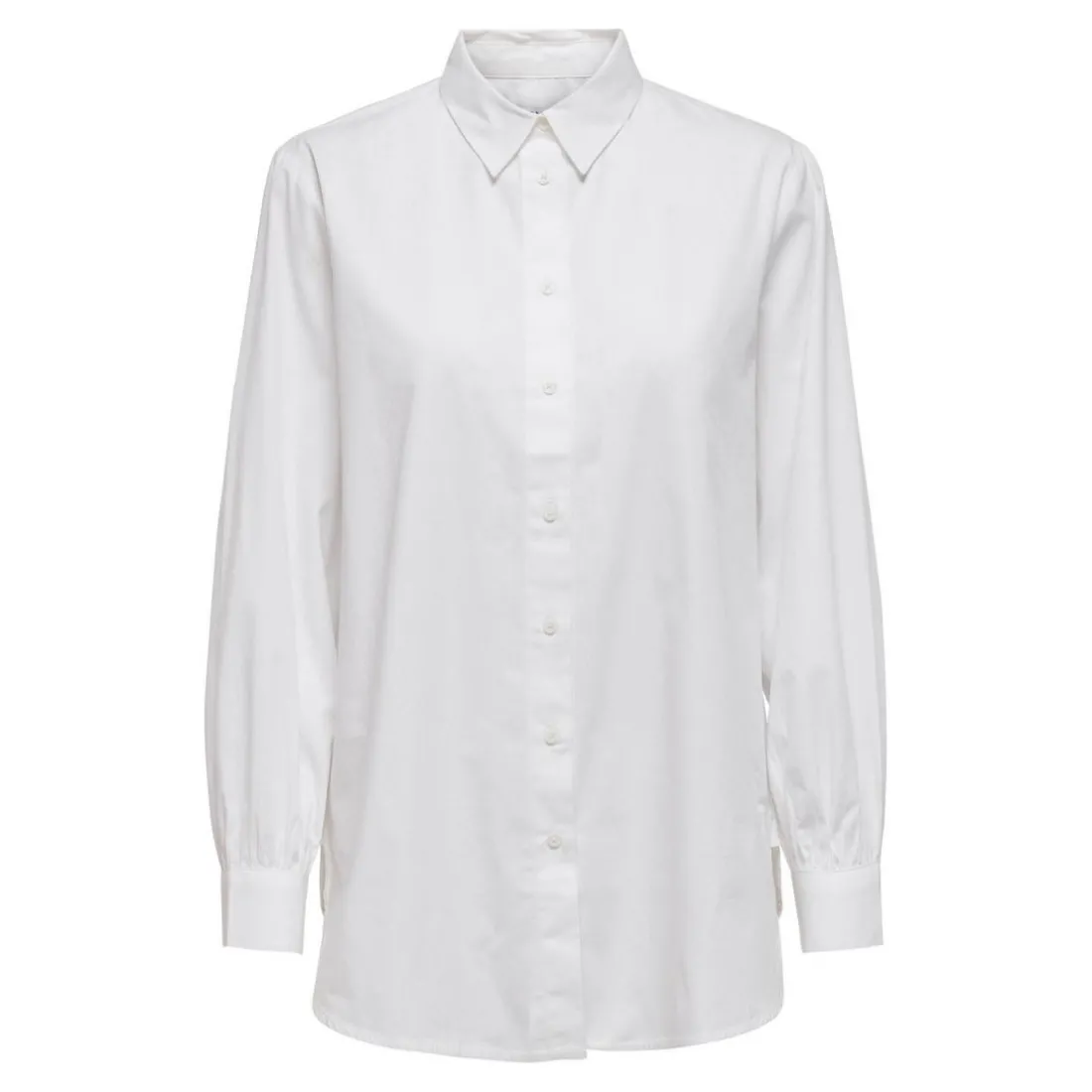 Chemise Col chemise Manches longues blanc en coton