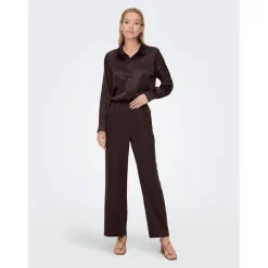 Chemise Col chemise Manches longues Coupe plus longue noir marron