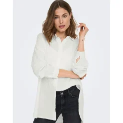 Chemise Col chemise Manches longues blanc