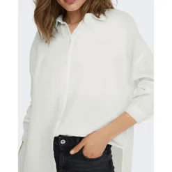 Chemise Col chemise Manches longues blanc