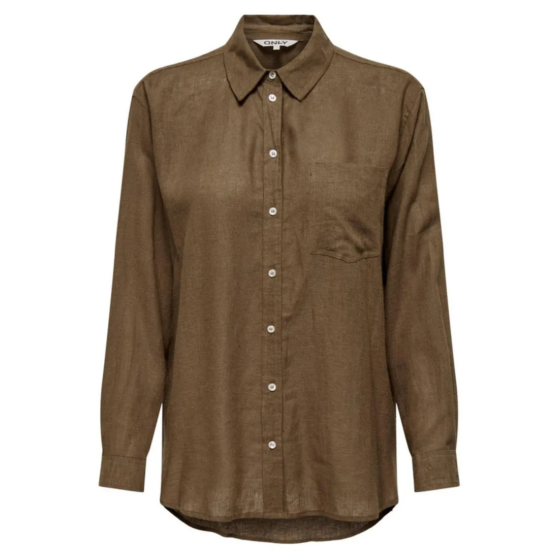 Chemise Col chemise Manches longues marron en lin