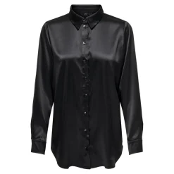 Chemise Col chemise Manches longues Coupe plus longue noir
