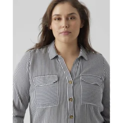 Chemise col chemise manches avec revers manches longues blanc en viscose Hope