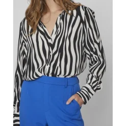 Chemise col chemise noir en viscose Lana