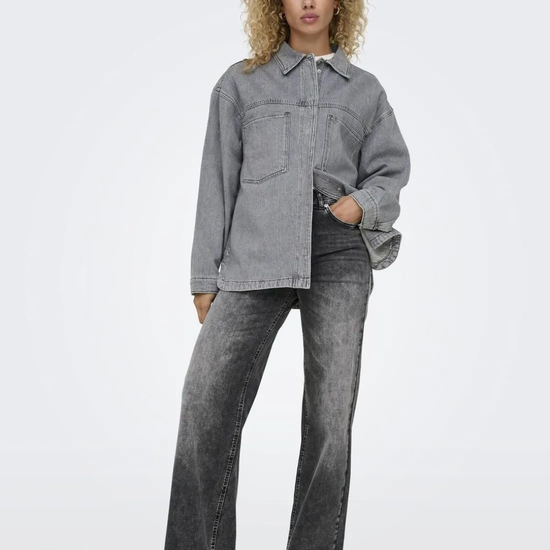 Chemise denim Emmie gris en coton Kara