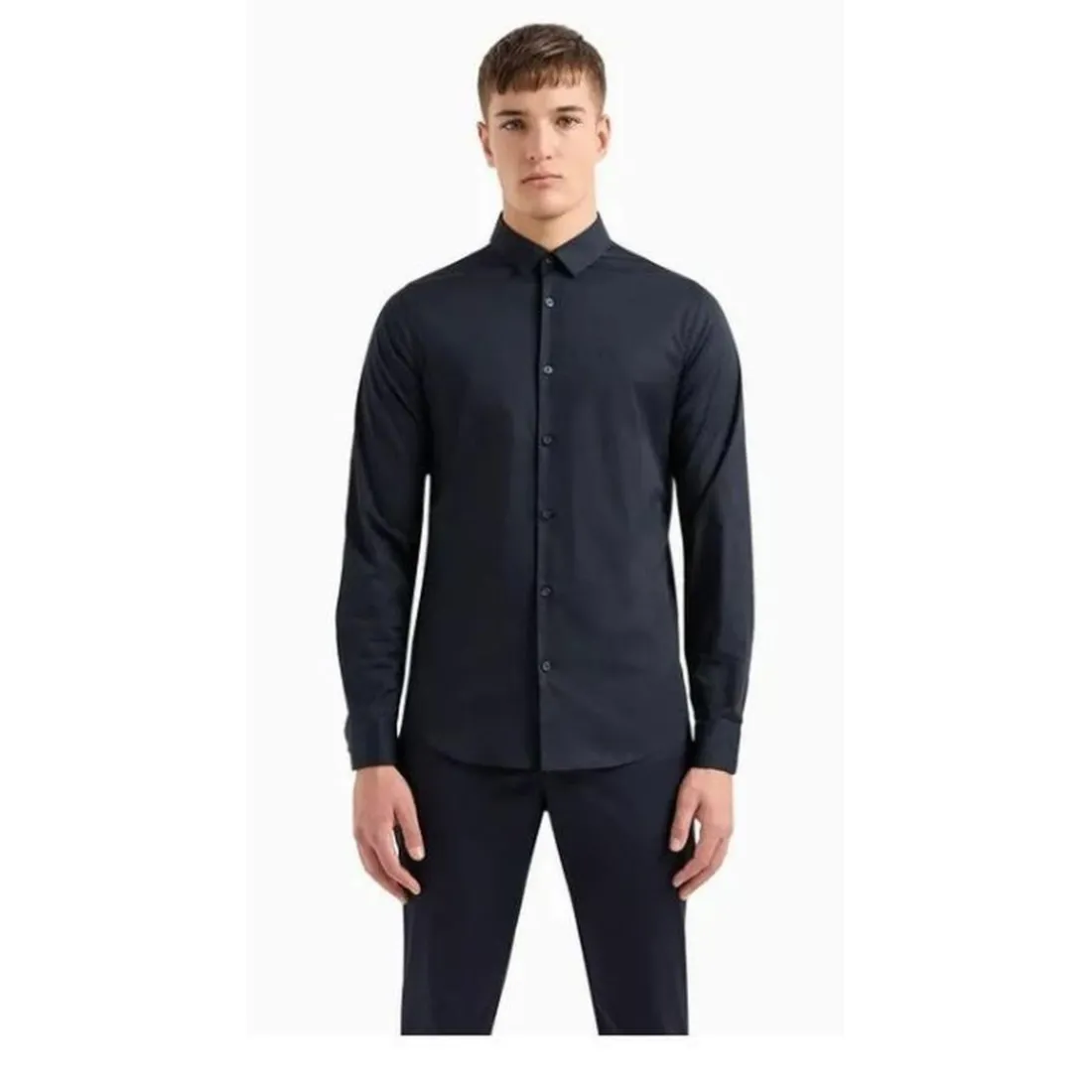 Chemise en coton regular fit marine