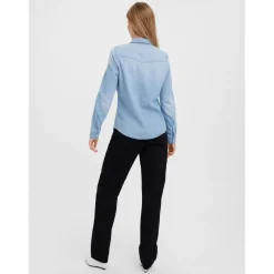 Chemise en denim Slim Fit Col chemise Manches longues bleu Pax