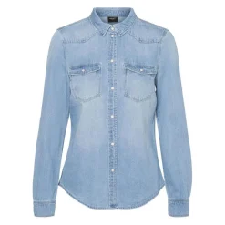 Chemise en denim Slim Fit Col chemise Manches longues bleu Pax