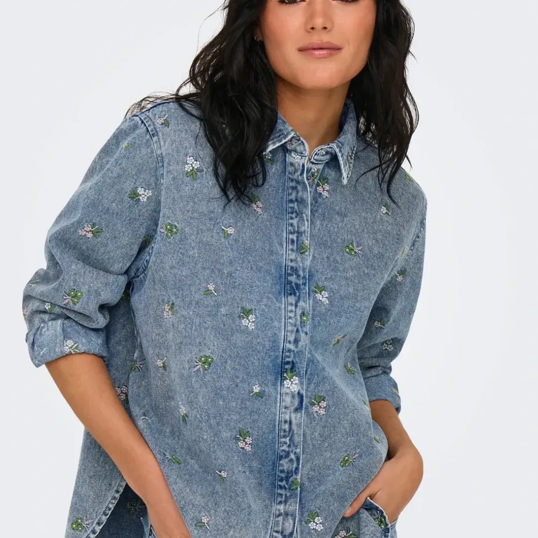 Chemise en jean bleu denim Lina