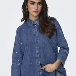 Chemise en jean oversize Grace bleu en coton Lina