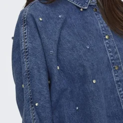 Chemise en jean oversize Grace bleu en coton Lina