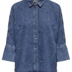 Chemise en jean oversize Grace bleu en coton Lina