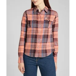 Chemise Femme Regular Western Shirt orange en coton