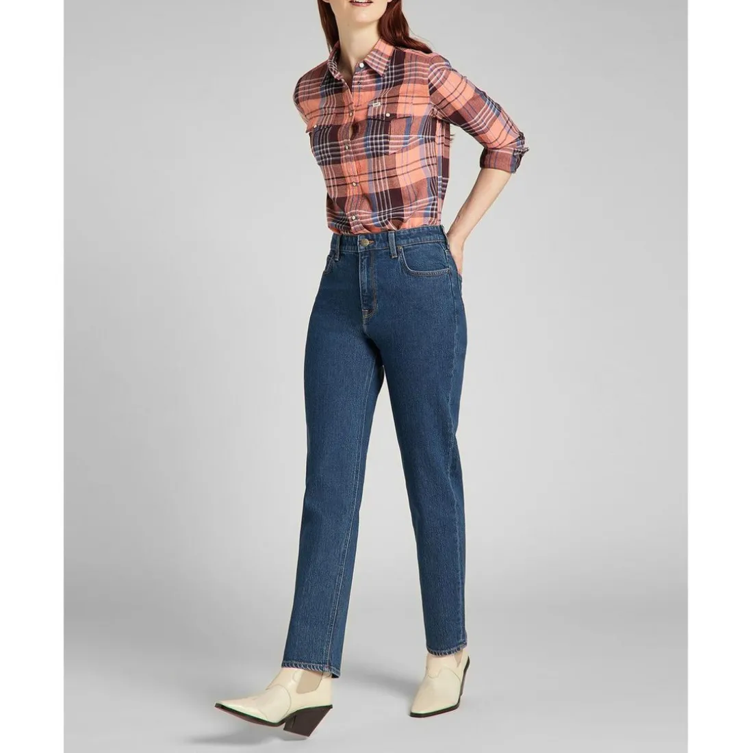 Chemise Femme Regular Western Shirt orange en coton
