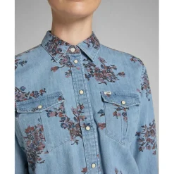 Chemise Femme Regular Western Shirt bleu ciel en coton