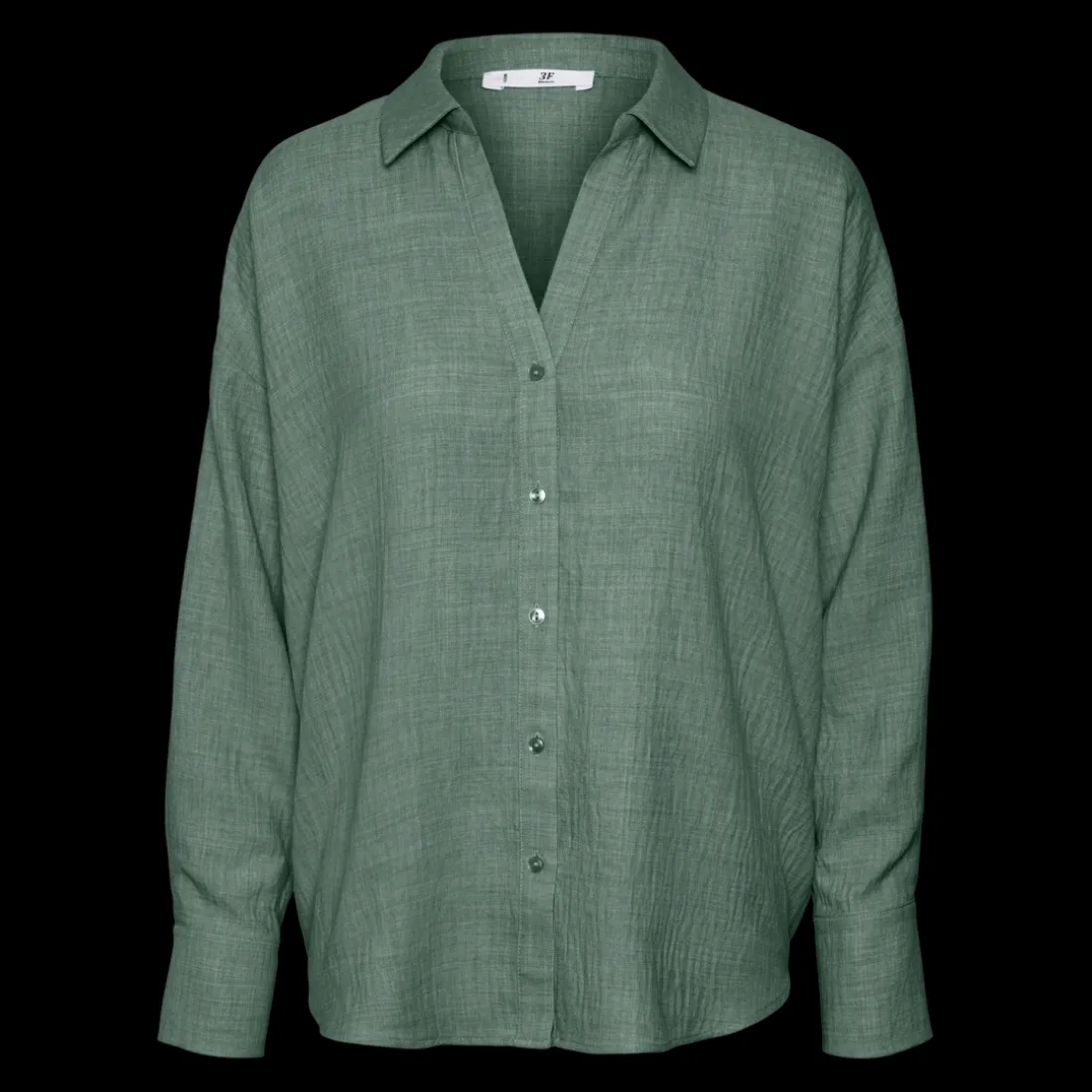 Chemise fermeture par bouton poignets boutonnés col chemise épaules tombantes manches longues vert Ruth
