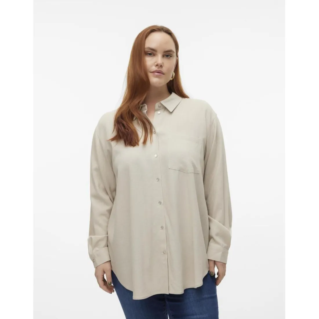 Chemise fermeture par bouton col chemise manches longues gris en viscose Vivi