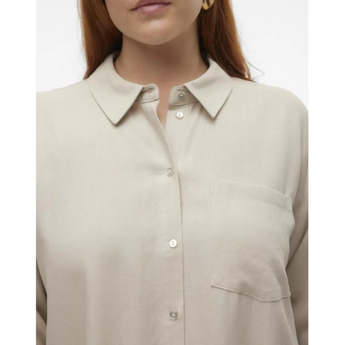 Chemise fermeture par bouton col chemise manches longues gris en viscose Vivi