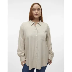 Chemise fermeture par bouton col chemise manches longues gris en viscose Vivi
