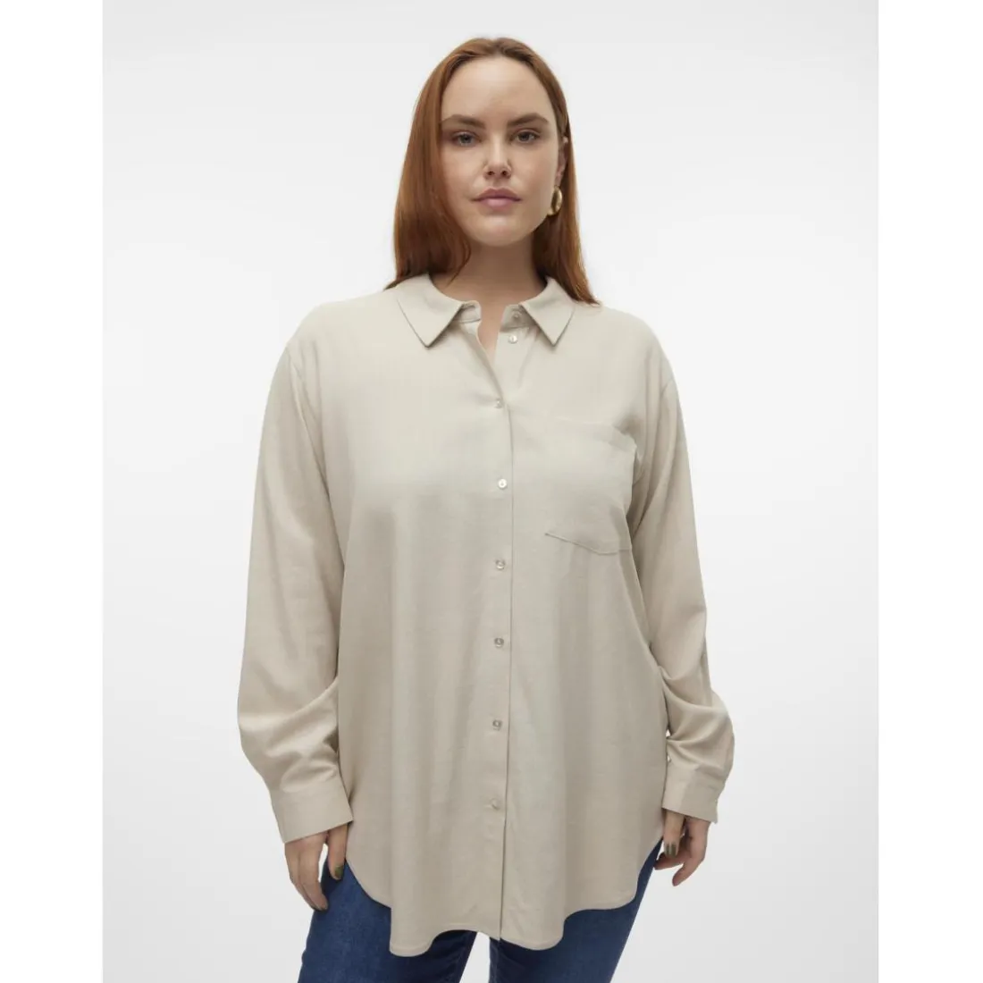 Chemise fermeture par bouton col chemise manches longues gris en viscose Vivi