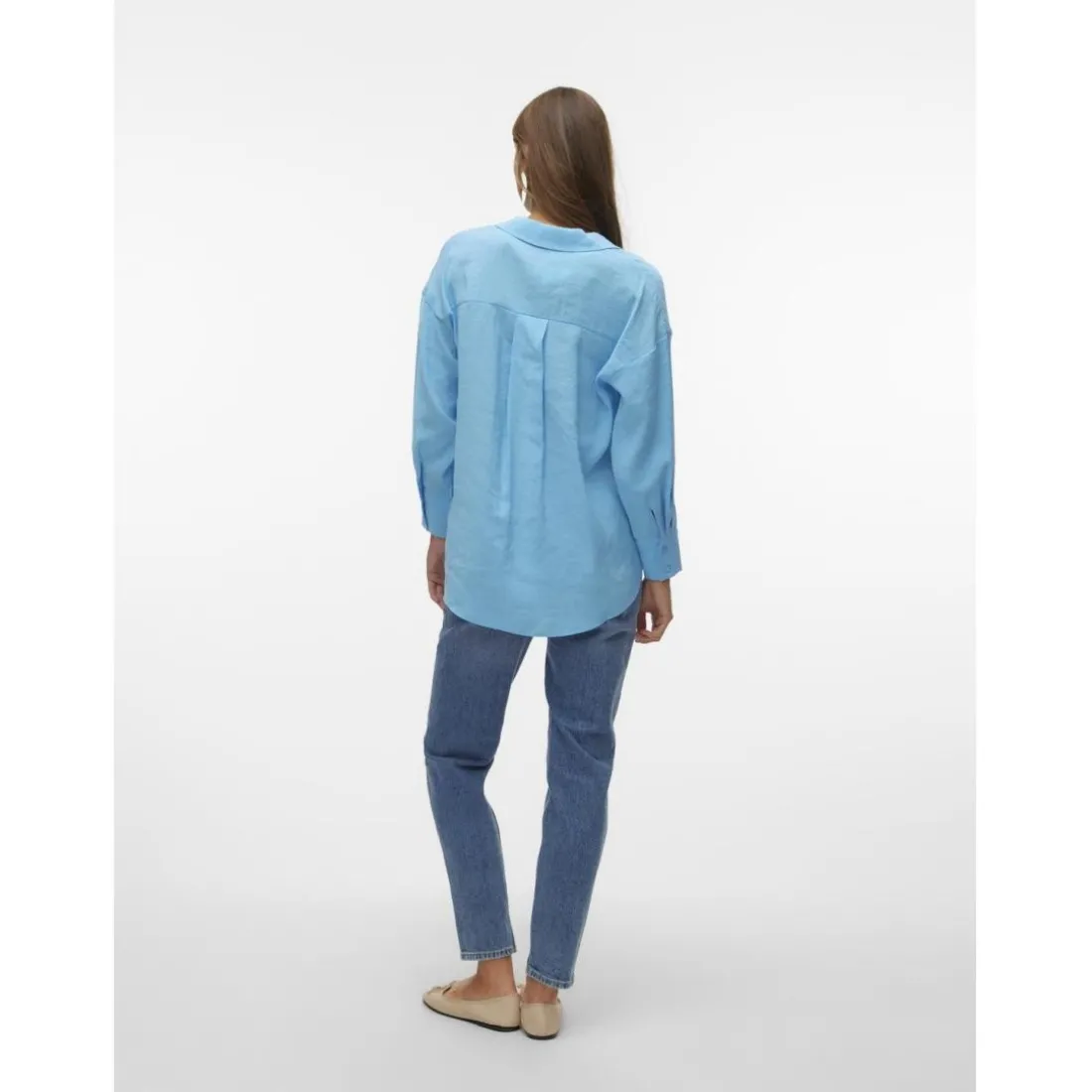 Chemise fermeture par bouton poignets boutonnés col chemise manches longues bleu Wren en coton