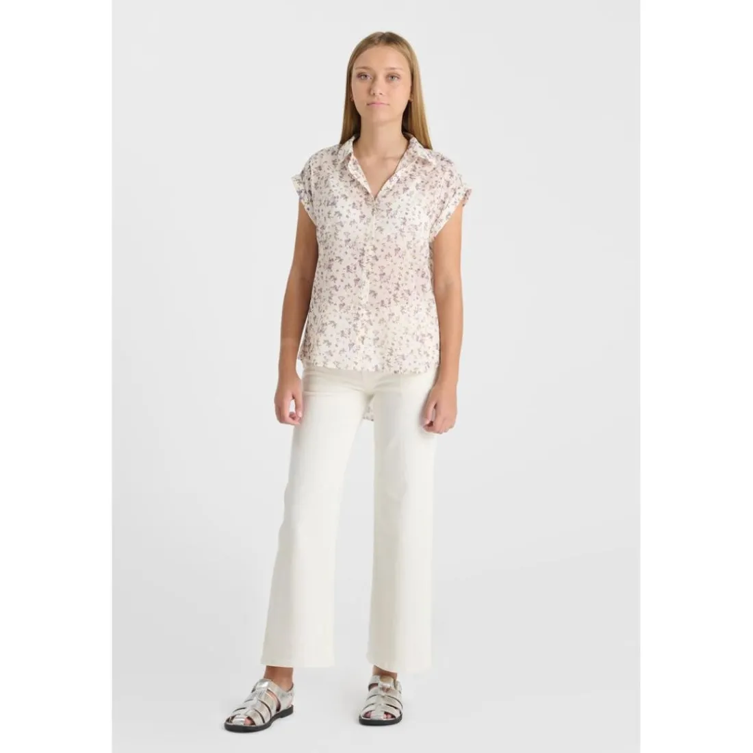 Chemise fille SAPHOGI blanc en coton Agnes